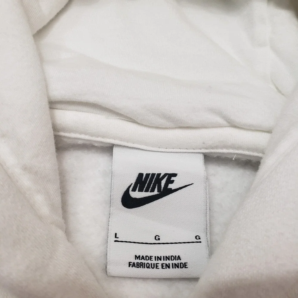 Nike‎ Sweatshirt Mens Large White Club Fleece Pullover Pockets Hooded